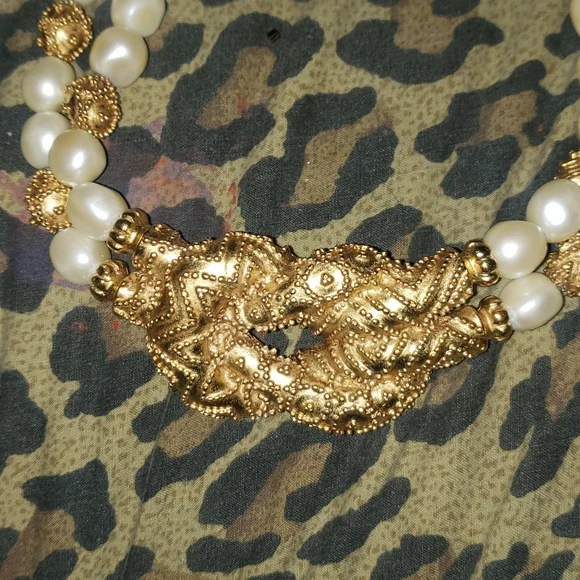 Vintage Mary McFadden 1988 gold plated necklace and bracelet - Picture 2 of 12